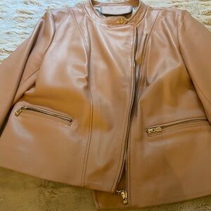 Women's Pink Italian Leather Motorcycle Jacket